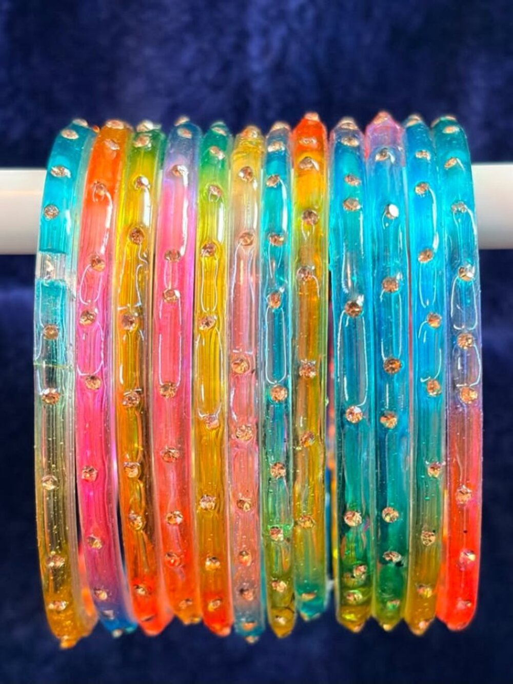 Women's Multi-Piece Rhinestone Bangle Set, Translucent Stackable Resin Wristband
